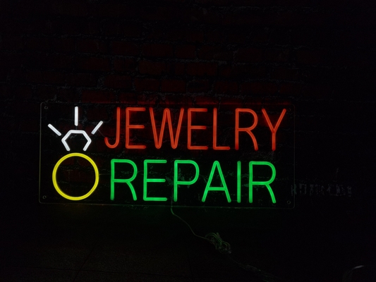Riparazione di gioielli o scarpe Segno LED neon personalizzato Decorazione interna Acrilico DC12V
